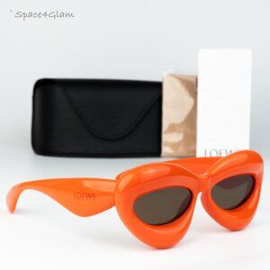 Loewe Women Sunglasses Orange Brown Cat Eye LW40097I INFLATED 42E NEW AUTHENTIC